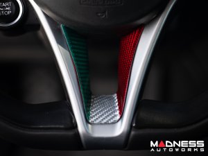 Alfa Romeo Giulia Steering Wheel Trim - Carbon Fiber - Lower Trim Piece - Pre '20 - Italian Theme - Feroce Carbon